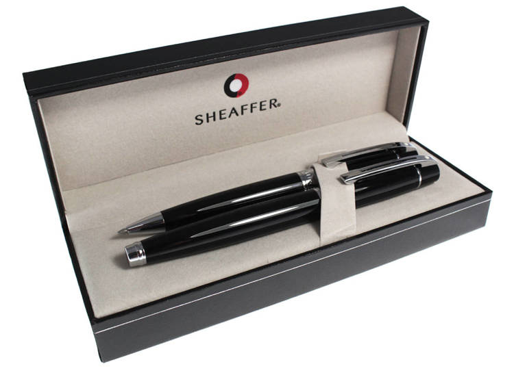 9312 Set (Fountain Pen & Ballpoint) Sheaffer Collection 300, Black, Chrome Finishes