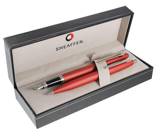 9403 Sheaffer VFM Fountain & Pen Set, Red, Nickel Finish