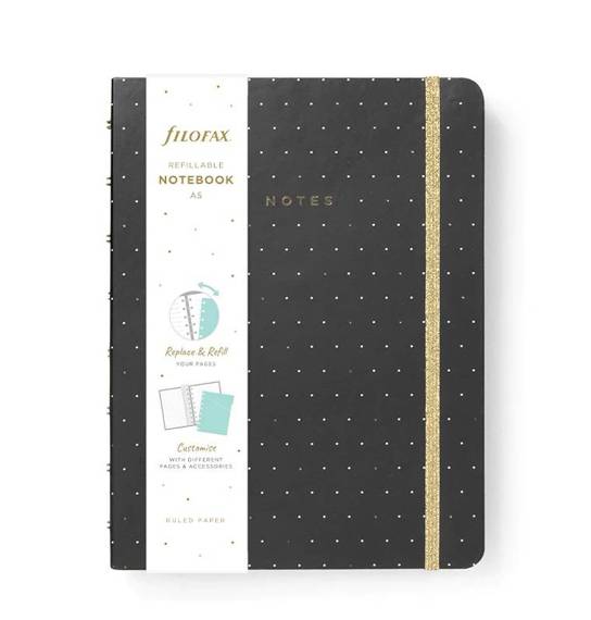 fiLOFAX Moonlight A5 notebook, lined block, black