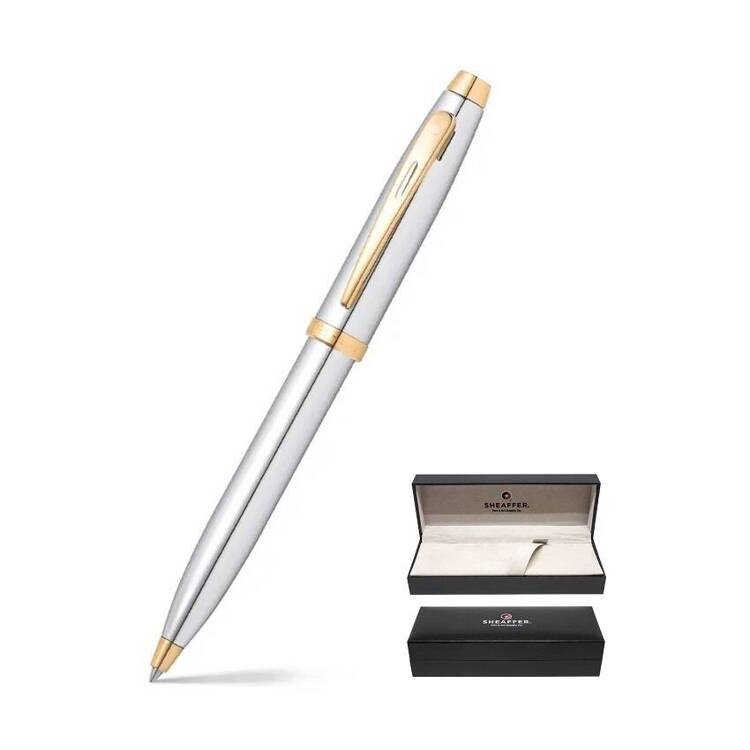 9340 Długopis Sheaffer kolekcja 100, chrom, wykończenia w kolorze złotym