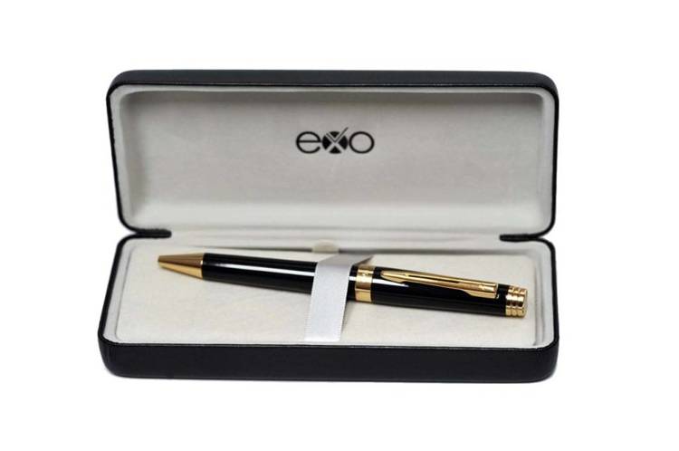Długopis EXO Sagitta, czarny, wykończenia złote