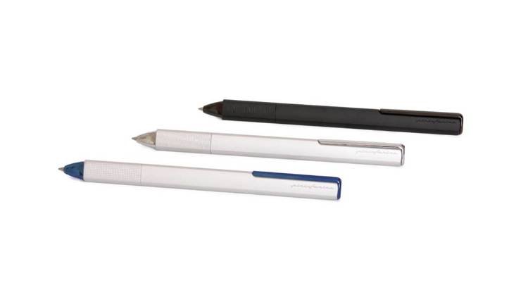 PININFARINA PF ONE długopis w kolorze srebrnym, niebieskie wykończenia 
